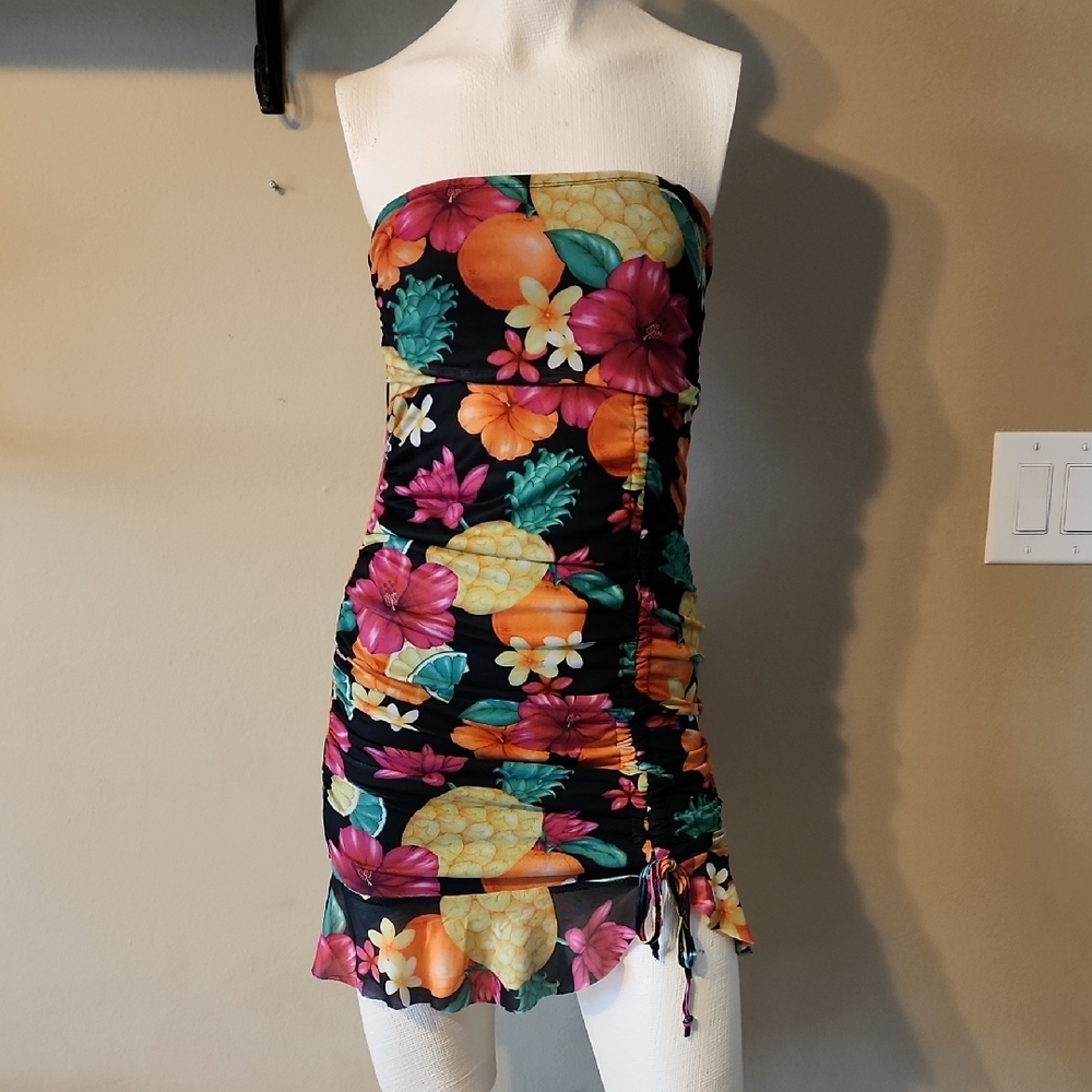 dELiA*s Black Dress with Fruit and Floral Print